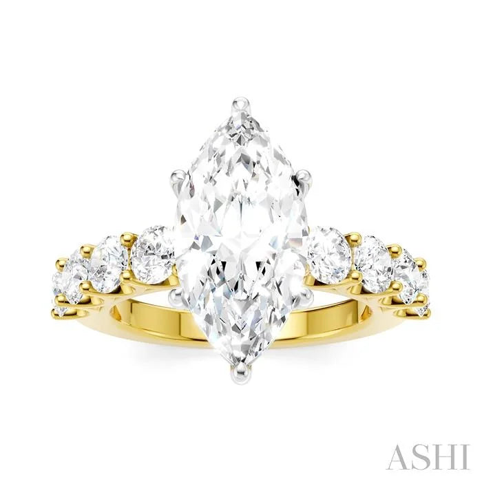 Marquise Shape Semi-Mount Diamond Engagement Ring