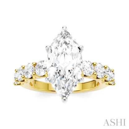 Marquise Shape Semi-Mount Diamond Engagement Ring