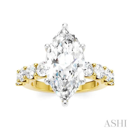 Marquise Shape Semi-Mount Diamond Engagement Ring
