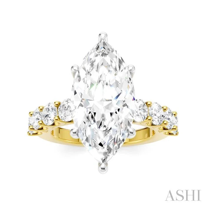 Marquise Shape Semi-Mount Diamond Engagement Ring