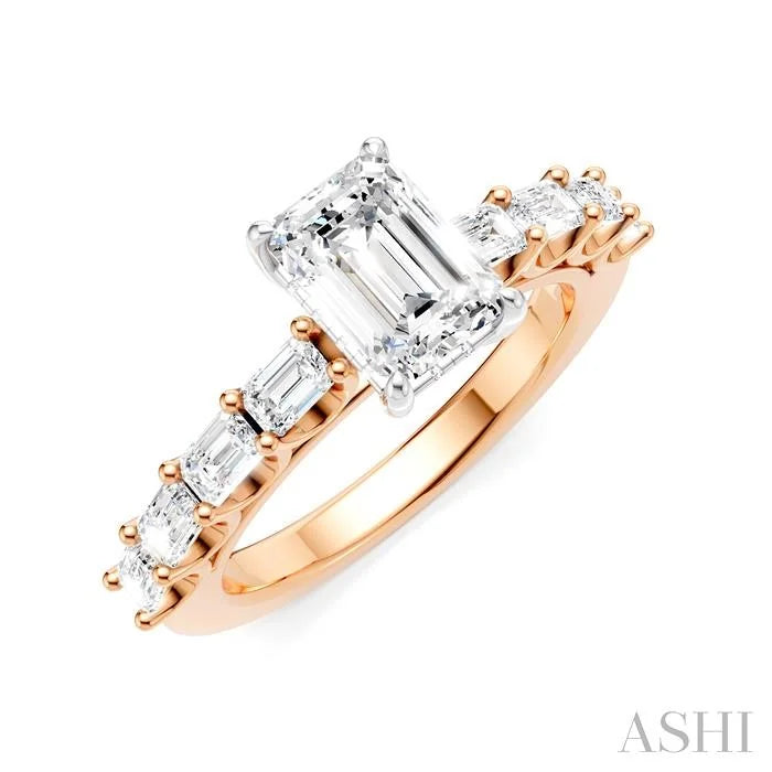 Emerald Shape Semi-Mount Diamond Engagement Ring
