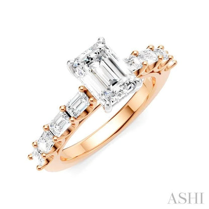 Emerald Shape Semi-Mount Diamond Engagement Ring
