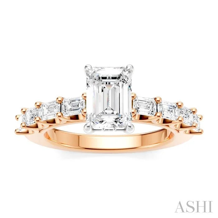 Emerald Shape Semi-Mount Diamond Engagement Ring