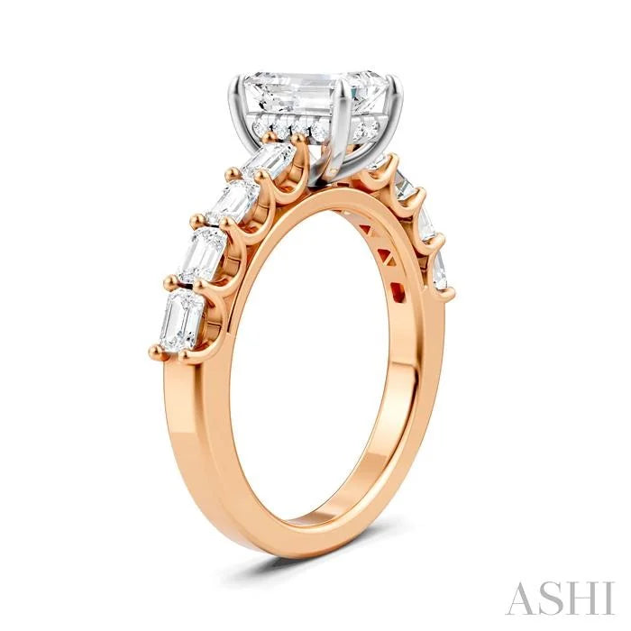 Emerald Shape Semi-Mount Diamond Engagement Ring