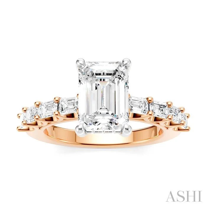 Emerald Shape Semi-Mount Diamond Engagement Ring