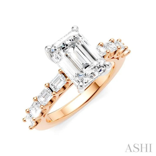 Emerald Shape Semi-Mount Diamond Engagement Ring