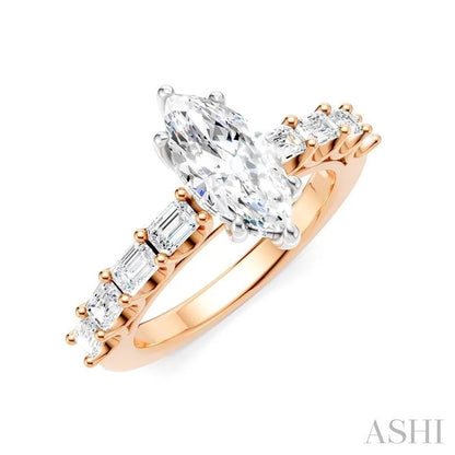 Marquise Shape Semi-Mount Diamond Engagement Ring
