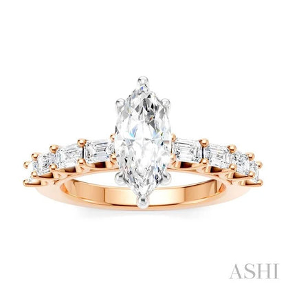 Marquise Shape Semi-Mount Diamond Engagement Ring