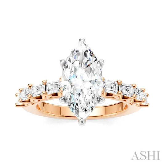 Marquise Shape Semi-Mount Diamond Engagement Ring