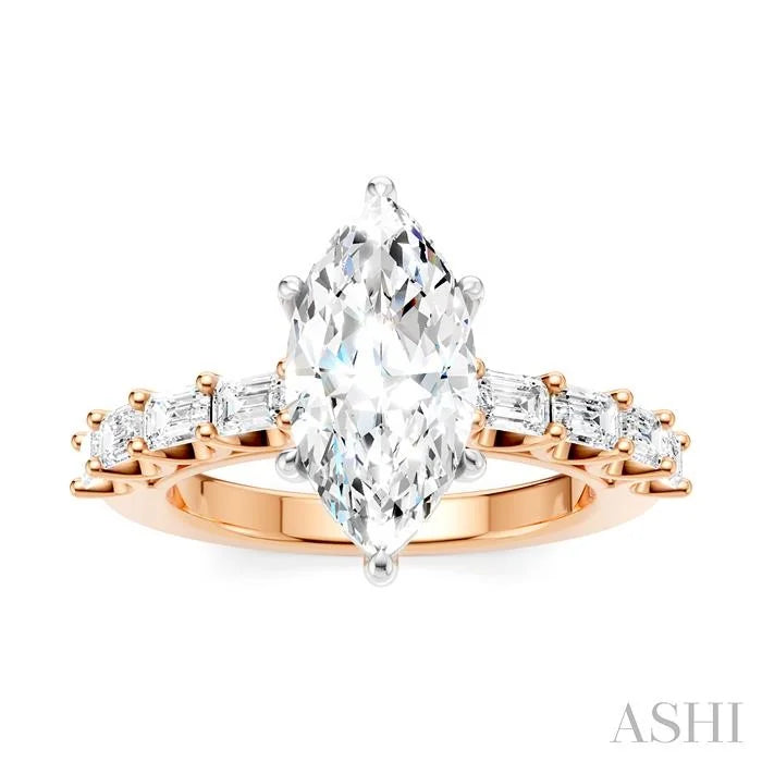 Marquise Shape Semi-Mount Diamond Engagement Ring