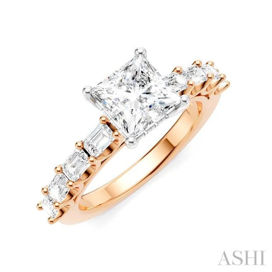 Princess Shape Semi-Mount Diamond Engagement Ring