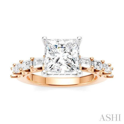 Princess Shape Semi-Mount Diamond Engagement Ring