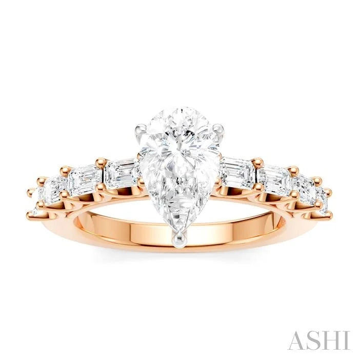Pear Shape Semi-Mount Diamond Engagement Ring