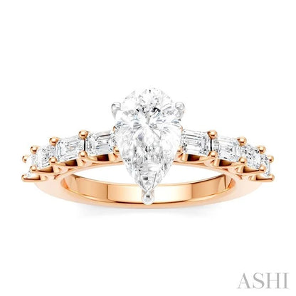 Pear Shape Semi-Mount Diamond Engagement Ring