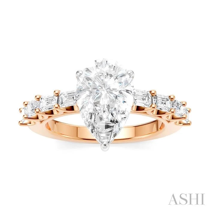 Pear Shape Semi-Mount Diamond Engagement Ring