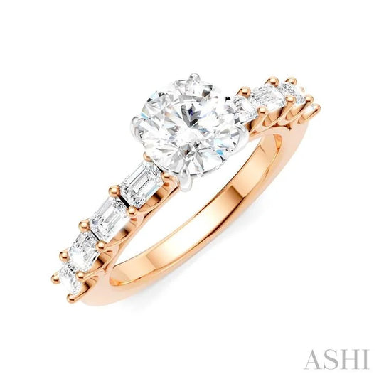 Round Shape Semi-Mount Diamond Engagement Ring