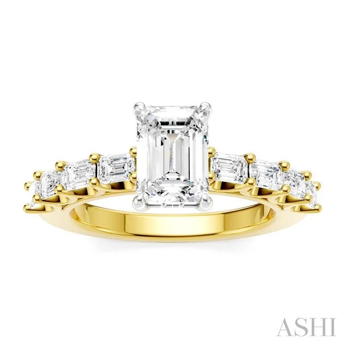 Emerald Shape Semi-Mount Diamond Engagement Ring
