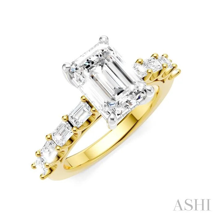 Emerald Shape Semi-Mount Diamond Engagement Ring