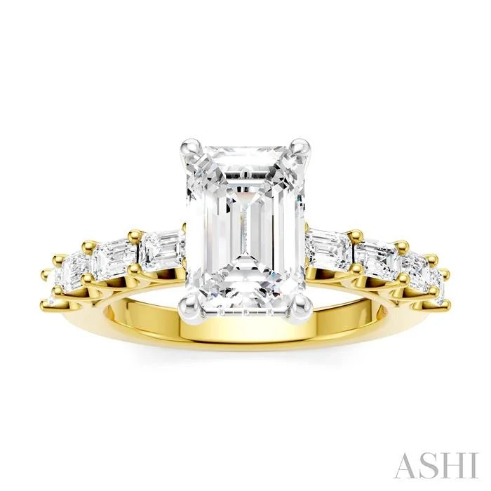 Emerald Shape Semi-Mount Diamond Engagement Ring