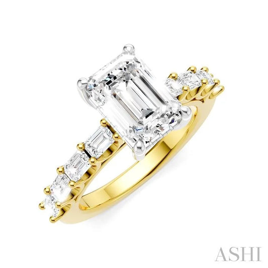 Emerald Shape Semi-Mount Diamond Engagement Ring