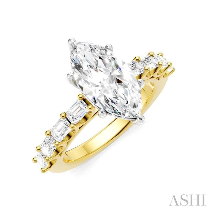 Marquise Shape Semi-Mount Diamond Engagement Ring