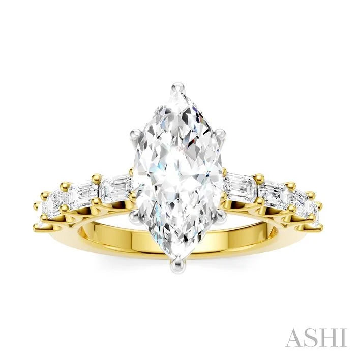 Marquise Shape Semi-Mount Diamond Engagement Ring