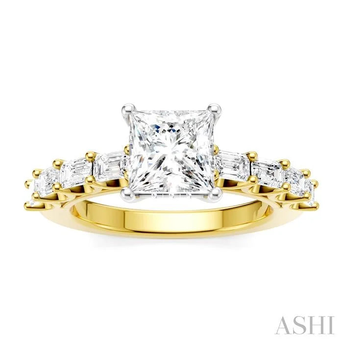 Princess Shape Semi-Mount Diamond Engagement Ring