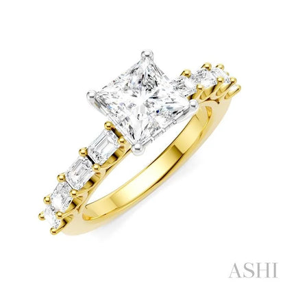 Princess Shape Semi-Mount Diamond Engagement Ring