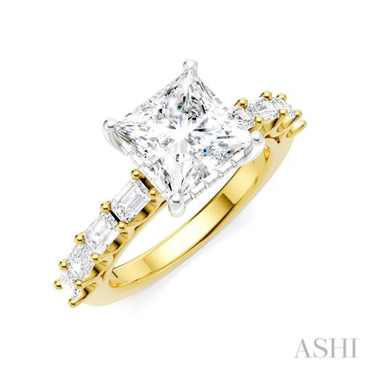 Princess Shape Semi-Mount Diamond Engagement Ring