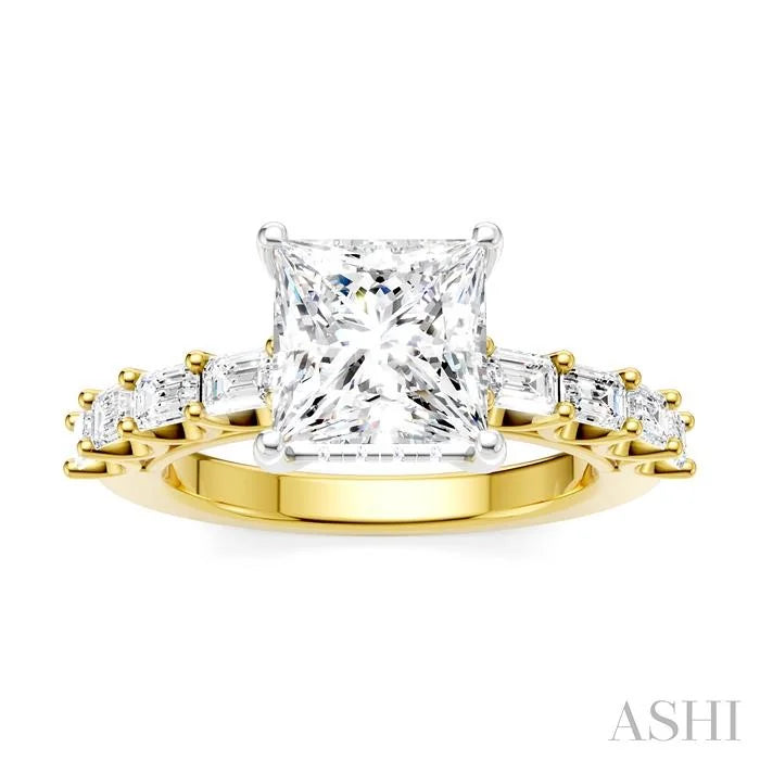 Princess Shape Semi-Mount Diamond Engagement Ring