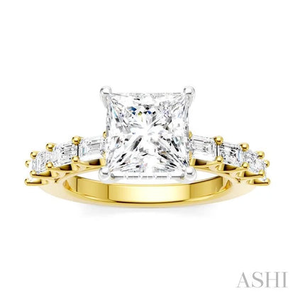 Princess Shape Semi-Mount Diamond Engagement Ring