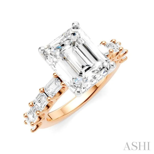 Emerald Shape Semi-Mount Diamond Engagement Ring