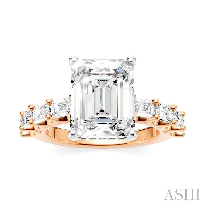 Emerald Shape Semi-Mount Diamond Engagement Ring