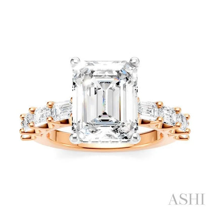 Emerald Shape Semi-Mount Diamond Engagement Ring