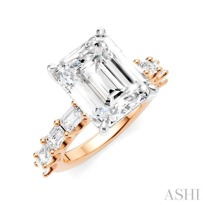 Emerald Shape Semi-Mount Diamond Engagement Ring