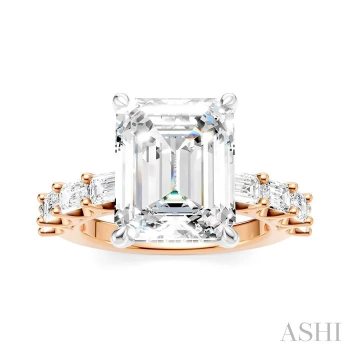 Emerald Shape Semi-Mount Diamond Engagement Ring