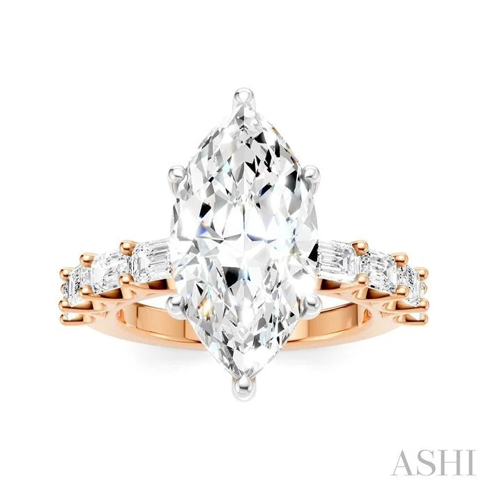 Marquise Shape Semi-Mount Diamond Engagement Ring