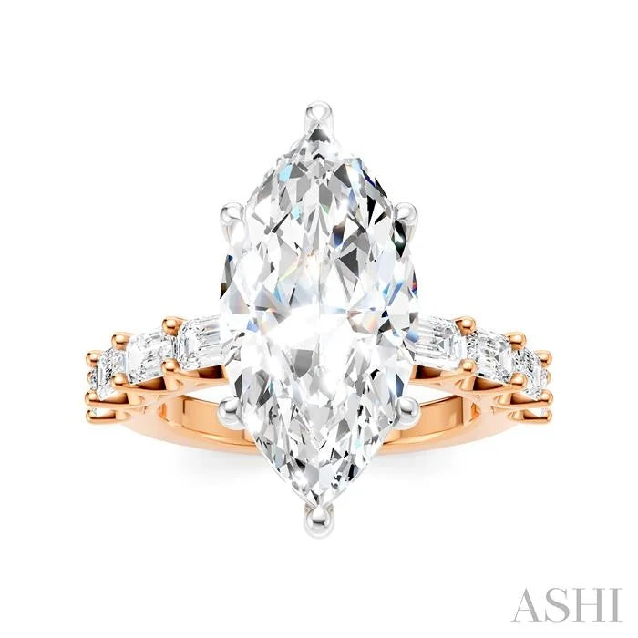 Marquise Shape Semi-Mount Diamond Engagement Ring