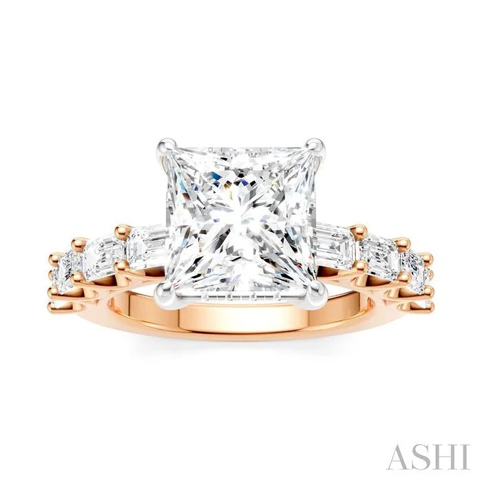 Princess Shape Semi-Mount Diamond Engagement Ring