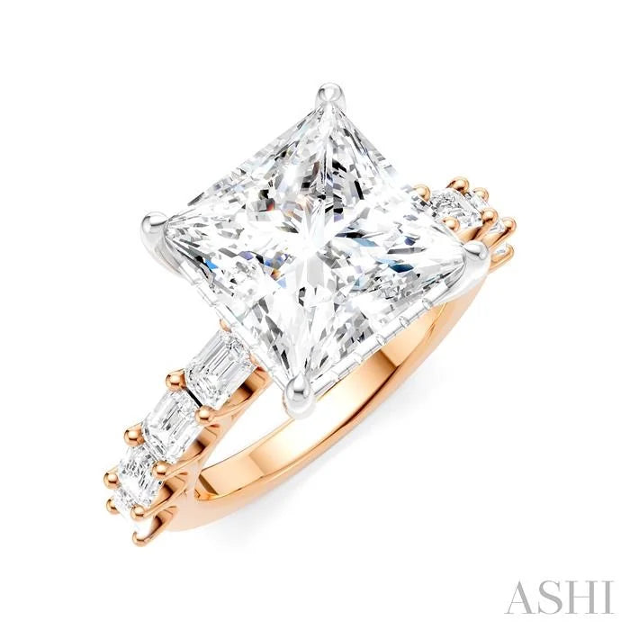 Princess Shape Semi-Mount Diamond Engagement Ring