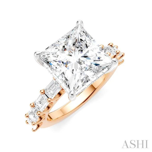 Princess Shape Semi-Mount Diamond Engagement Ring