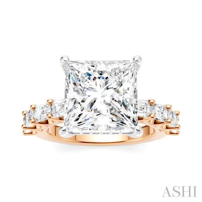 Princess Shape Semi-Mount Diamond Engagement Ring