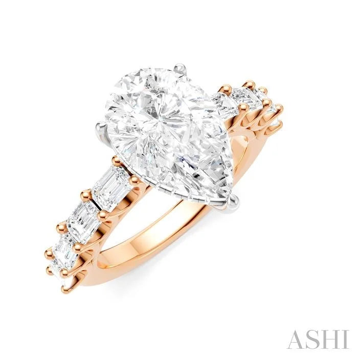 Pear Shape Semi-Mount Diamond Engagement Ring