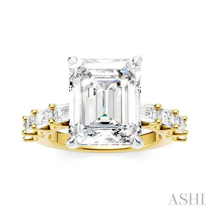 Emerald Shape Semi-Mount Diamond Engagement Ring