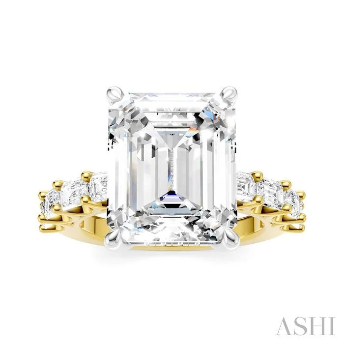 Emerald Shape Semi-Mount Diamond Engagement Ring