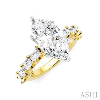 Marquise Shape Semi-Mount Diamond Engagement Ring