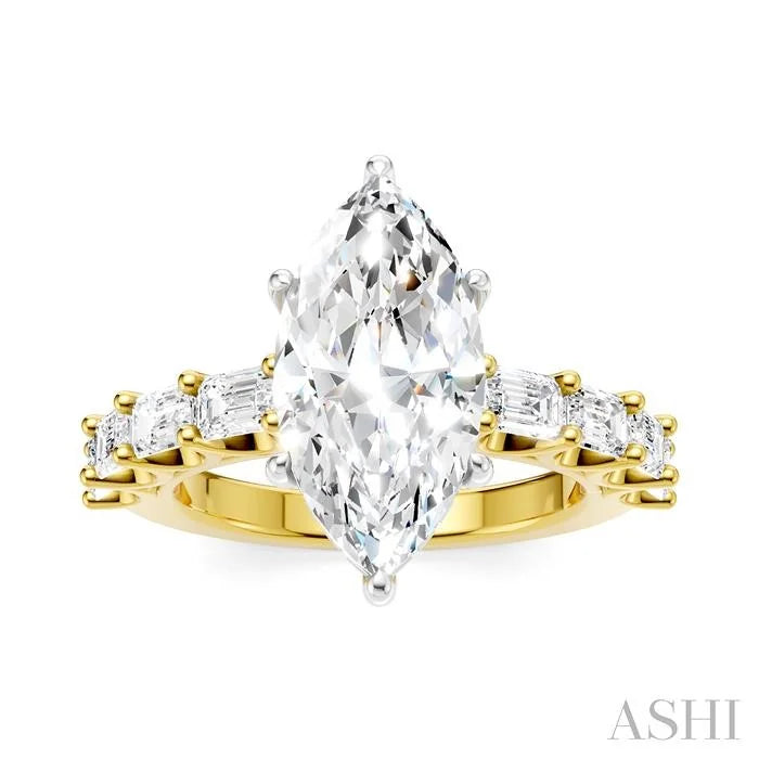 Marquise Shape Semi-Mount Diamond Engagement Ring