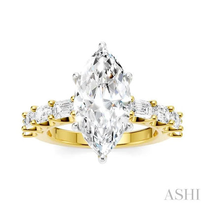 Marquise Shape Semi-Mount Diamond Engagement Ring