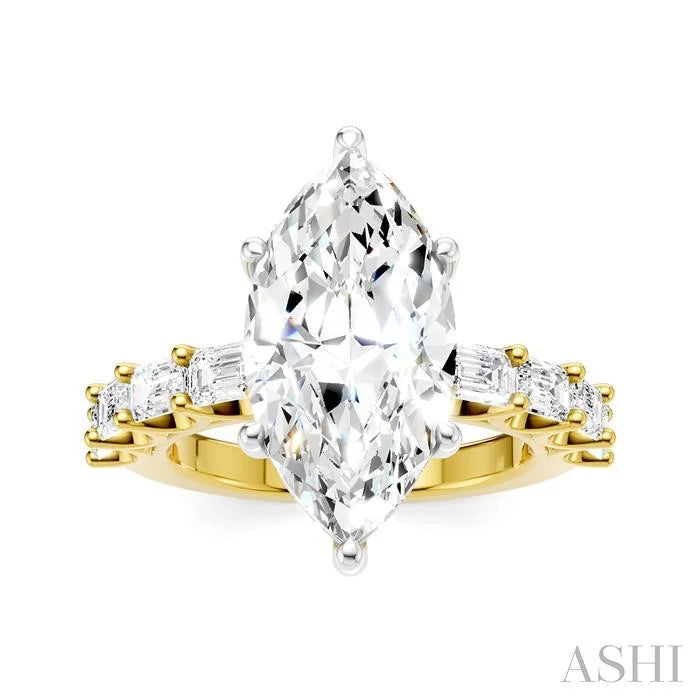 Marquise Shape Semi-Mount Diamond Engagement Ring