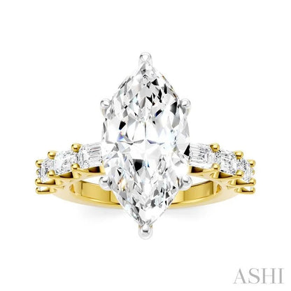 Marquise Shape Semi-Mount Diamond Engagement Ring